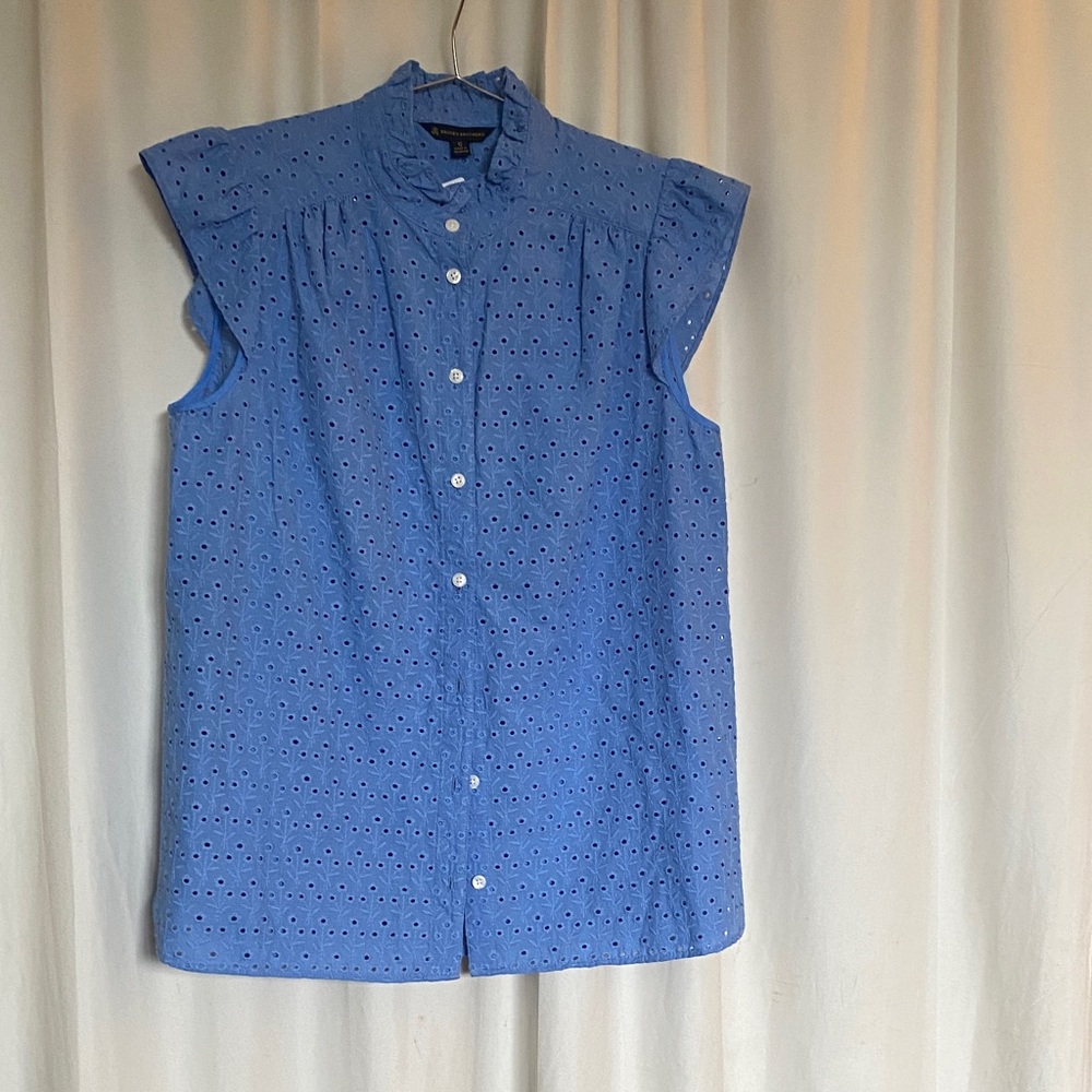 Brooks Brothers Light Blue Eyelet Blouse